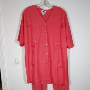 Superline women's pantsuit Orange top & pants  vintage made in USA One Size